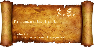 Krizmanits Edit névjegykártya